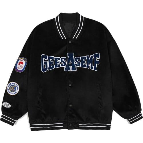 LACIBLE Streetwear Baseball Jacket Coat Harajuku Hip Hop Cute Graphic Embroidery Jacket Cotton Casual 2021 Men Autumn Outwear