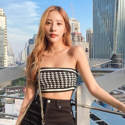 Summer T Shirt Women 2021 New Knitting Sexy Fashion Street Snap That Wipe Bosom Female Tee Tshirts Dropshipping BLG144834