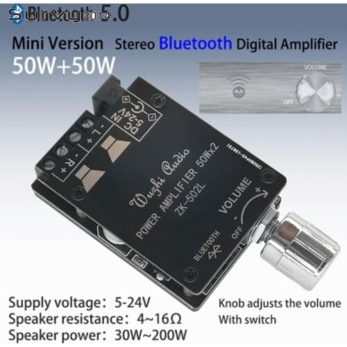 MINI Bluetooth 5.0 Wireless Audio Digital Power amplifier Stereo board 50Wx2 Bluetooth Amp Amplificador ZK-502L diy electronics