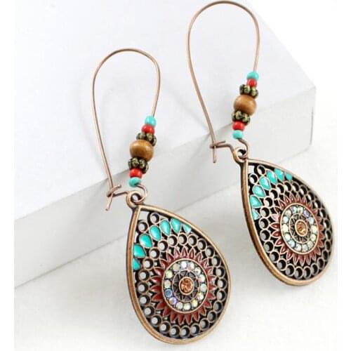 Fashion retro drop-shaped earrings long drop oil creative earrings ethnic style charm exquisite ladies jewelry