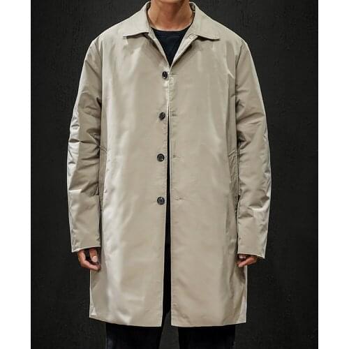 Mens Jackets 2021 Spring Single Breasted Medium-Long Trench Coat Male Solid Color Khaki Coat Windbreaker Plus Size 4XL 5XL