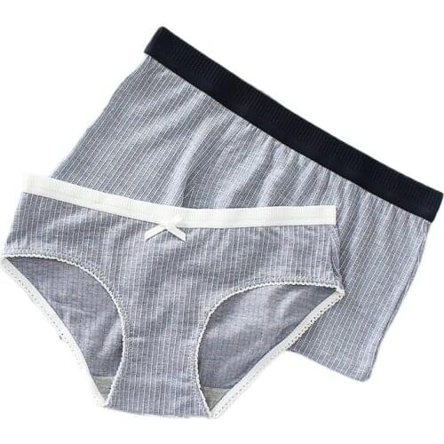 Simple Style Stripe Couple Underwear Modal Fabric Breathable Soft Men Boxers Fashion Youth Underpants Homme Cueca Calzoncillos