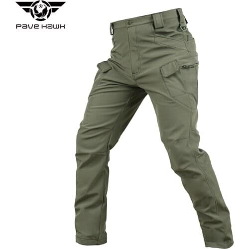 Men Soft Shell Military pants Multi-purpose Pockets Zipper Winter velvet fleece pants Waterproof Outdoor Warm Soft Trousers
