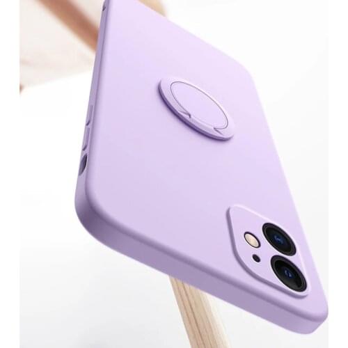 Boucho Soft Liquid Silicone Case For iPhone 12 Pro 11 Pro Max XS Mini X XR 7 8 Plus Phone Magnetic Covers With Ring Holder Stand