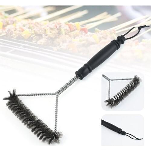 BBQ Grill Barbecue Kit Cleaning Brush Stainless Steel Cooking Tools Wire Bristles Triangle Cleaning Brushes Kitchen Accessories