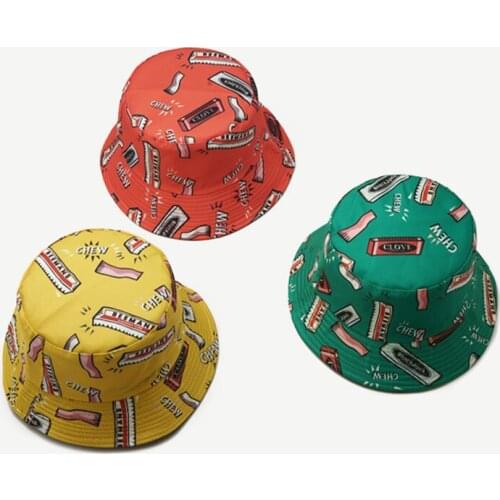 Men Personalized Printing Fisherman Hat Unisex Fashion Double-side Wearing Wild Bucket Hat Women Outdoor Cotton Foldable Sun Hat