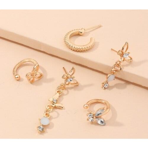 Personalized Resin Stud Earring Butterfly Rhinestone Earrings Without Pierced Ear Clip Set Drop Earring Women Girl Gifts Friends