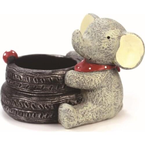 Resin Zakka Animal Mini Small Flower Pots Cartoon Animal Succulent Bonsai Pot Indoor Herb Garden Desktop Decoration Plant Holder