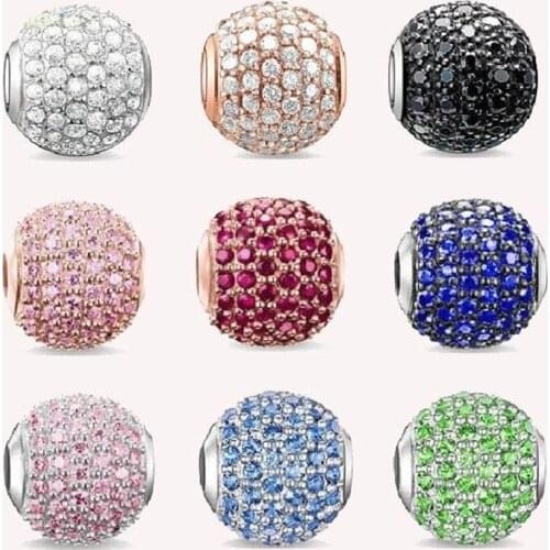 Full Synthetic Spinel-pave Karma Beads Fit Bracelet Necklace, Thomas Style Bracelet 925 Sterling Silver Ts Jewelry for Women men