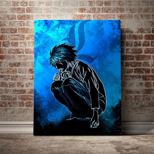 Death Note L Poster Framed Wooden Frame Canvas Wall Art Decoration prints for living room Home bedroom decor Painting Decorative