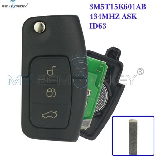 Remtekey Flip remote car key for Ford B-Max Fiesta Focus Galaxy Kuga S-Max 2008 2009 2010 2011 no chip HU101 433mhz 3M5T15K601AB