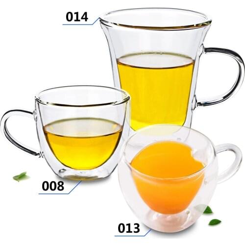 Various of Heat Resistant Clear Double Walled Glass Tea Coffee Cup Mug w/ Handle
