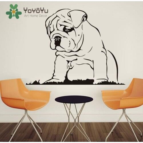 Removable Art Home Decor Languid Dog Vinyl Wall Sticker Bulldog Puppy Animal Wall Decal Home Decoration Art Mural NY-7