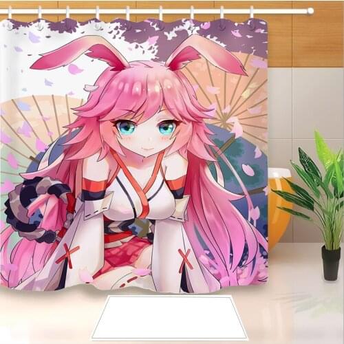 High Quality Anime Yae Sakura 3D Printed Shower Curtains Bath Products Bathroom Decor with Hooks Waterproof 10