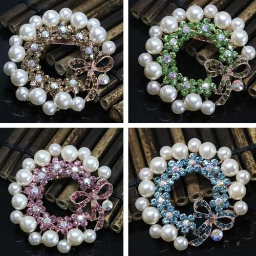 High grade new fashion big round brooches for women 8 colors shell pearl crystal rose gold-color weddings jewelry pins 62mm B
