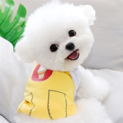 Yellow Dog Sling Clothes Pet Poodle Home Clothes Summer Dog Clothes Soft Puppy Two-leg Clothes Pullovers XS-XL
