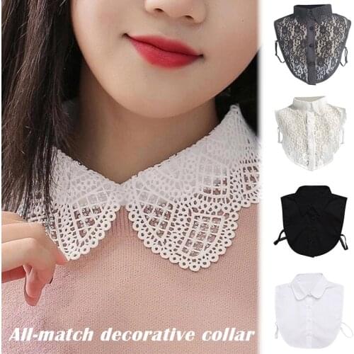 Stylish Detachable Half Shirt Half Blouse with Floral Lace Fake Collar Elegant for Women FS99