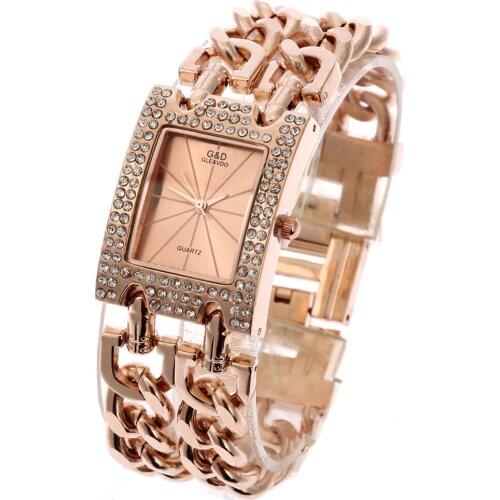 Relogio Feminino G&D Women Quartz Wristwatches Rose Gold Stainless Steel Band Top Brand Luxury Womens Watch Dress Reloj Mujer