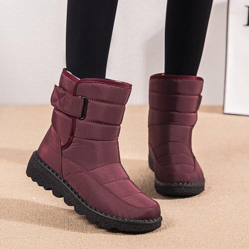 Women Snow Boots Warm Short Fur Plush Winter Ankle Boots Ladies Shoes Comfort Fashion Waterproof Warm Female Shoes Plus Size43