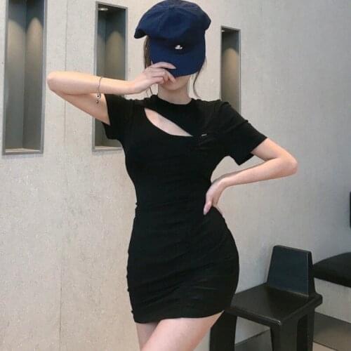 Two hollow out pure desire sexy dress spice tight package buttocks short girl summer in 2021, the new dress