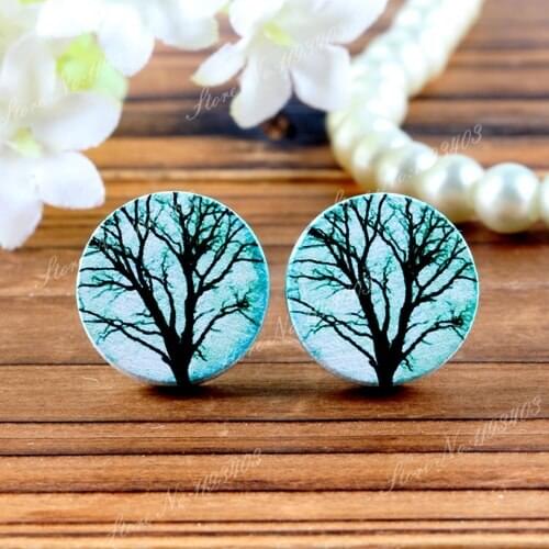 16mm Tree Round High Quality Photo Wood Laser Cut Cabochon to make Rings, Earrings, Bobby pin,Necklaces, Bracelets