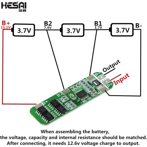 3S 6A Li-ion 12V 18650 BMS PCM battery protection board bms pcm for li-ion lipo battery cell pack