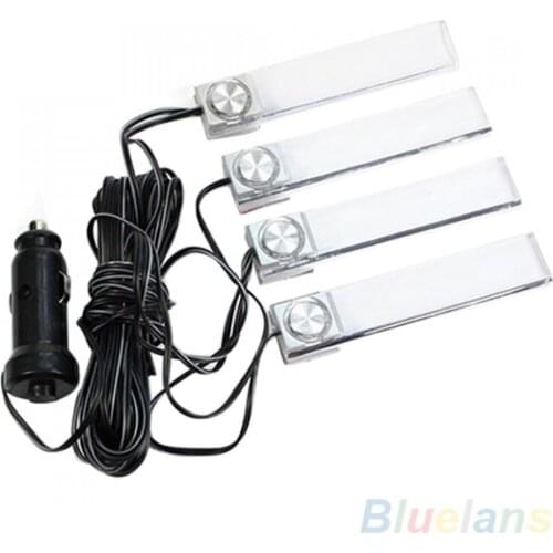 80%Hot Sale Auto Parts 4 In 1 12V Blue Car Charge LED Interior Floor Decoration Lights Foot Light