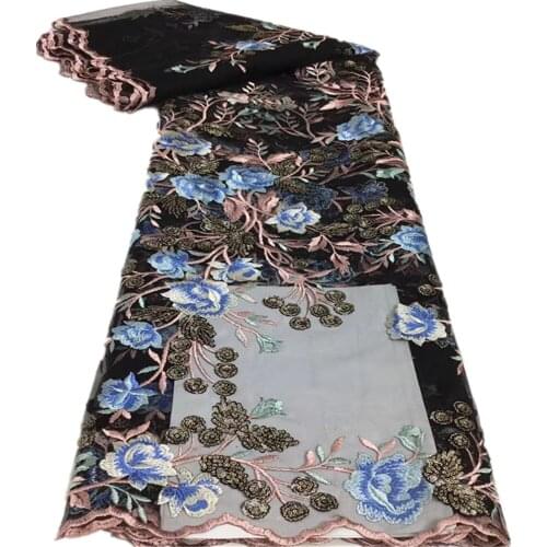 African Sequin Lace Fabric 2021 High Quality Lace French Tulle Nigerian Lace Fabrics For Wedding WS-195