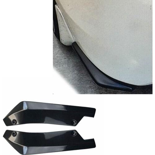 Car Rear bumper spoiler pair universal ABS material bright black collision diffuser angle separator protector automatic side fin