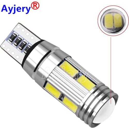 AYJERY 100pcs Car Auto T10 Canbus 194 W5W 5730 10 SMD 5630 LED Light Bulb No Error White Parking T10 LED Car Side Light 12V