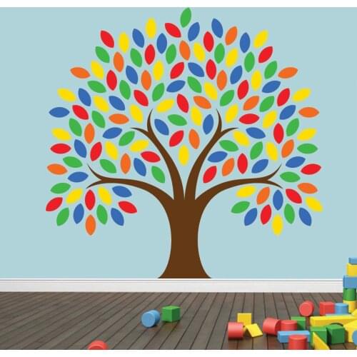 Large 48'' Colorful Clever Tree Wall Decal Vinyl Wall Art Stickers For Kids Baby Room Nursery Bedroom Playroom Wall Decor A177