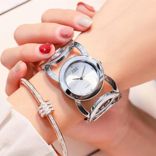 G&D Womens Watches 2018 Silver Luxury Ladies Bracelet Watch Fashion Simple Womens Quartz Wristwatches Reloj Mujer Clock Gifts