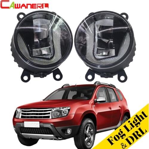 Cawanerl For Renault Duster Closed Off-Road Vehicle 2012-2015 Car LED Bulb Fog Light DRL Daytime Running Lamp White 12V 2 Pieces