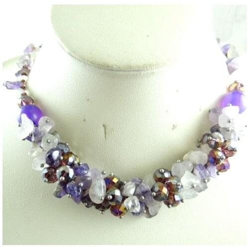 Natural Irregular Amethyst agate Quartz crystal lapis fluorite Gravel Stone Beaded Necklaces Women Boho Choker Power Jewelry A3