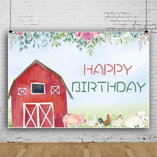 Farm Theme Photography Backdrops Red Barn Barnyard House Kids Birthday Illustration Background Photo Studio Photobooth