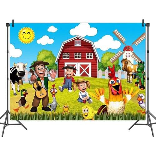 Farm Animal Barn Tractor Newborn Baby Shower Boy Birthday Party Backdrop Photography Background For Photo Studio Photophone Prop