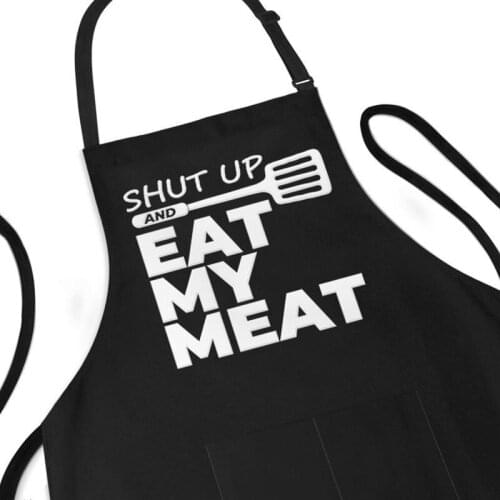 Custom Funny Apron for Men,personalised Shut Up And Eat My Meat Apron, Baked Gift,Grill Guys,Humor Gag For Him for Fathers Day