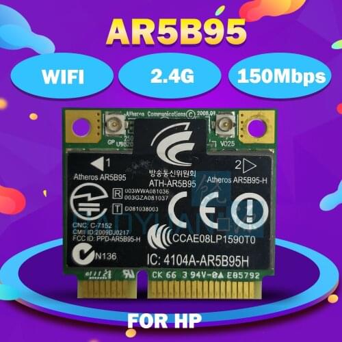 Qualcomm Atheros AR9285 AR5B95 Half Mini PCI-Express Wireless WLAN Wifi Card SPS:605560-005 for HP G62 CQ56 CQ61 dv7 dv5 dv4