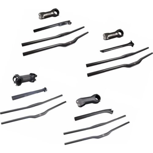 Mountain Bicycle 3K Carbon Handlebar Set Handlebar + Stem + Seatpost Cycling MTB Bike Parts