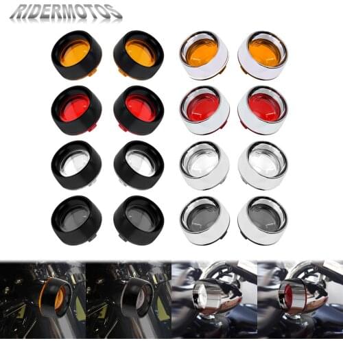 Motorcycle Visor Style Turn Signal Light Ring Bezel Lens Black/Chrome For Harley Dyna Touring Street Glide Softail Sportster XL