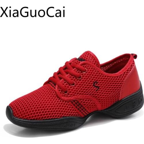 Dancing Shoes Spring and Summer Lace Up Women Sneakers Mesh Breathable Womens Platform Casual Shoes Soft Bottom Flat Shoes