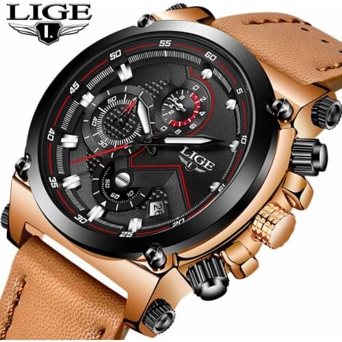 Mens Watches LIGE Top Brand Luxury Men Large Dial Clock Mens Stainless Steel Waterproof Watch Military Sports Watch Relogio+Box
