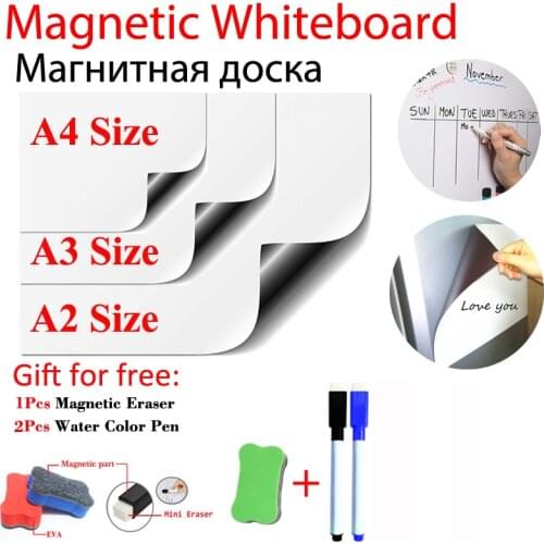 Soft Magnetic Whiteboard White Board Eraser Dry Erase Calendar Fridge Sticker Memo Message Practice Board