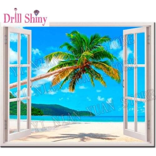 Window landscapes 5D DIY embroidery Diamond Painting full 3D Cross Stitch kits Mosaic paintings wall sticker wedding decoration