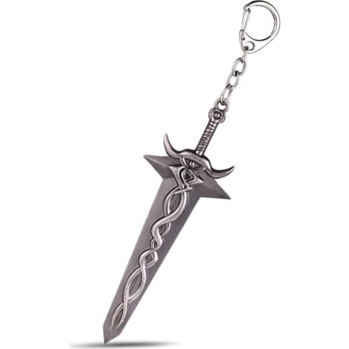 New Design 3D Game WOW World of Warcraft Brelok Weapon Model Keyring Cosplay Souvenirs Gift Broad Sword Keychain OX Horn Knife