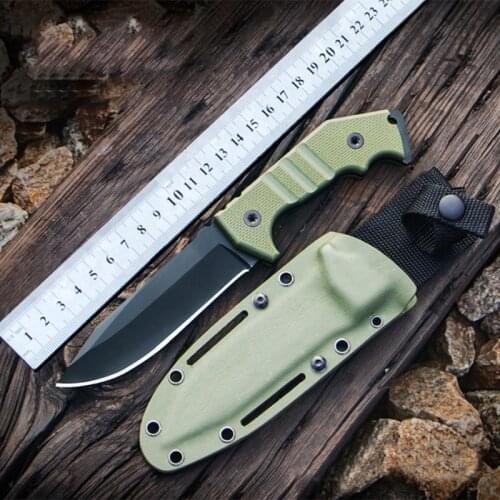 Free shipping High hardness D2 steel blade outdoor survival camping knife anti slip G10 handle camping self defense EDC tool