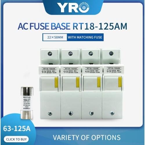 1PC RT18-125 4P 22*58mm PBT Copper Fuse Holder 500V 125A with fuse