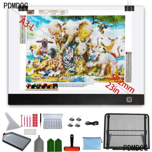 A3 Drawing Tablet Board USB Powered Dimmable LED Light Pad with Metal bracket for Drawing, Tracing, Diamond Painting Tool Box