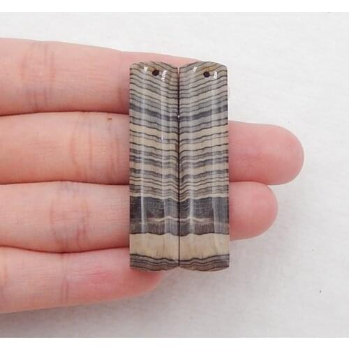 Semi-precious stones,Wood F ossil Gemstone Earring Beads 44x10x6mm,10.2g