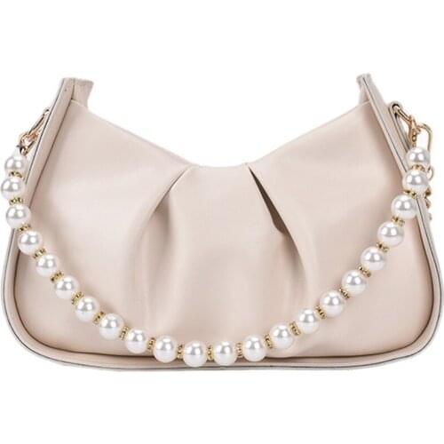 Causal Shoulder Bag Small Crossbody Bags for Women Luxury Fashion High Quality PU Leather Pearl Bag Designer Ladies Tote Bags